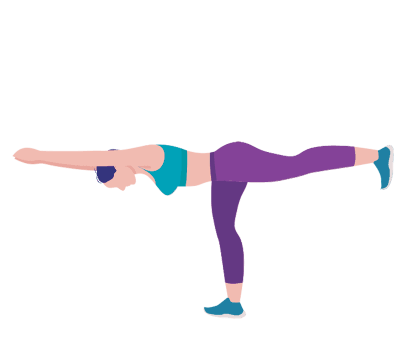 Illustration of caucasian woman wearing leggings and tank top doing a HIngeng leggings and